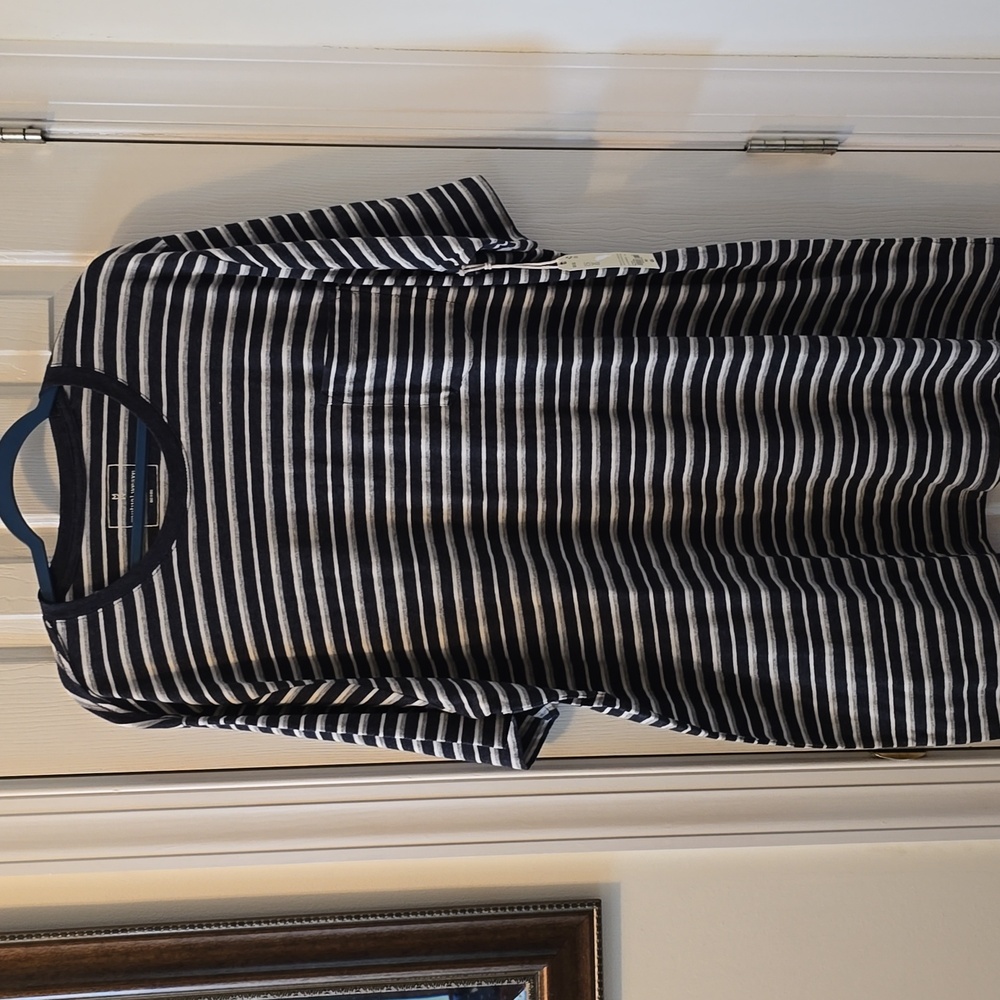 MUTUAL WEAVE BIG & TALL MENS BLUE STRIPE SHORT SLEEVE SHIRT SIZE LT